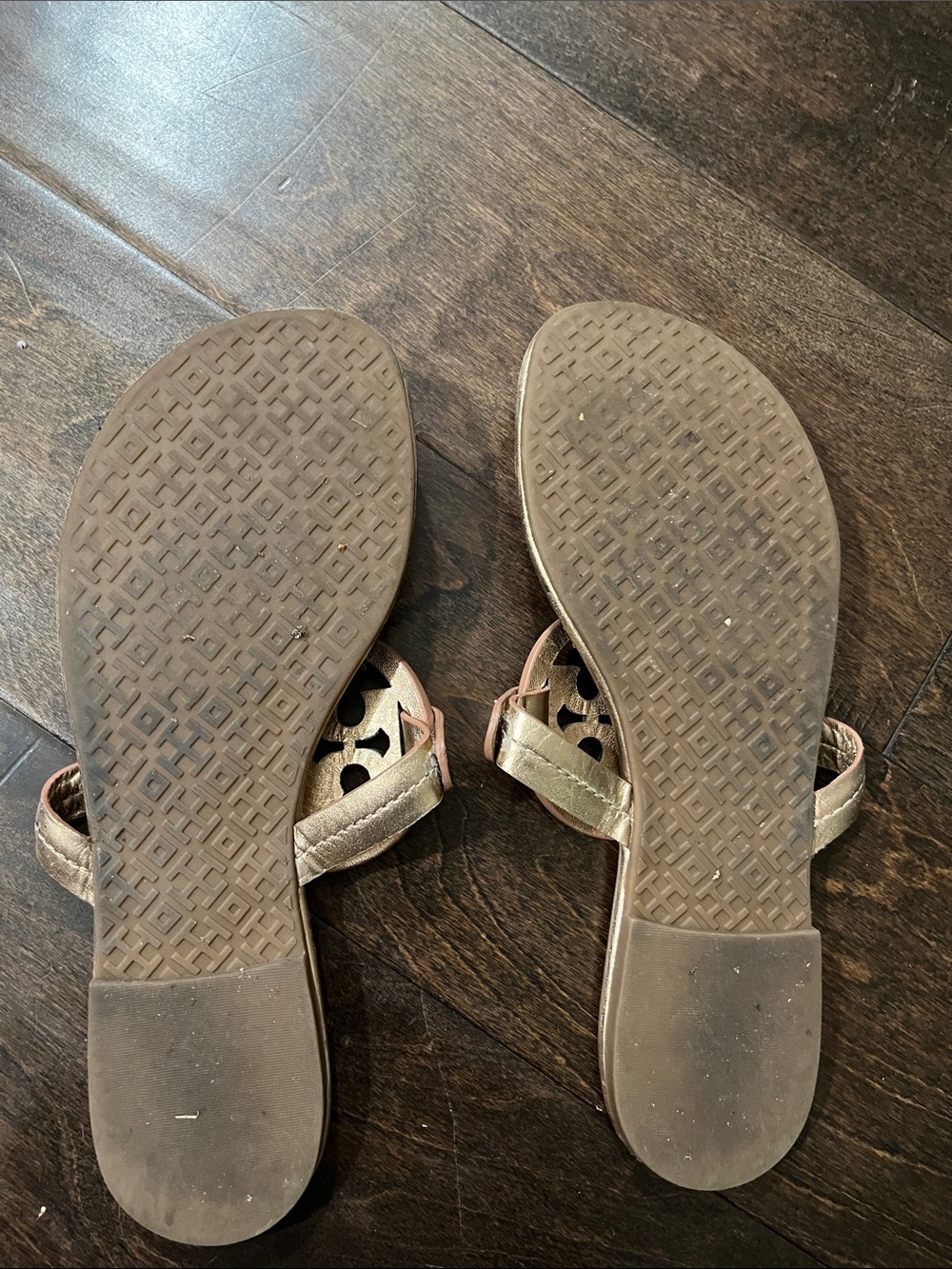 Tory Burch Rose Gold Logo Miller Thong Sandals - Women - Picture 2 of 11
